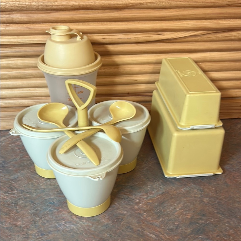 Vintage Cream and Yellow Kitchen Set Tupperware